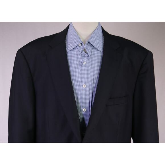 Savile of London Custom Dormeuil Wool Navy 2Btn Silver Metal Buttons Blazer 48XL - Picture 3 of 10